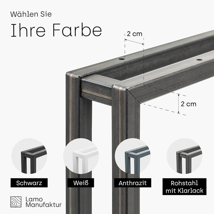 LAMO Manufaktur Tischbeine für Schreibtisch Esstisch, Frame, Vierkantprofil 20x20 mm, Tischgestell 5