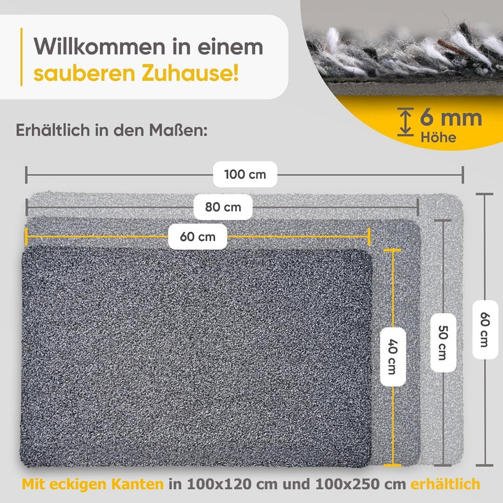 Entrando Fussmatte 100x120 cm - innen und aussen - Baumwolle - rutschfest, waschbar, robust - passt