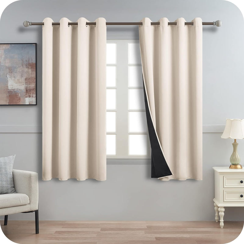 MRTREES Vorhänge Beige Blickdicht Gardinen Wohnzimmer Kurz Vorhang mit Ösen 2er Set, 160 cm Lang, 14