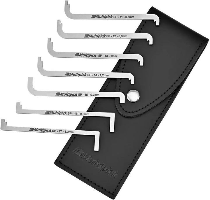 Multipick Profi Schloss Spanner TOK Set 7-teilig mit Echtleder Etui - Wichtiges Elite Dietrich Set u