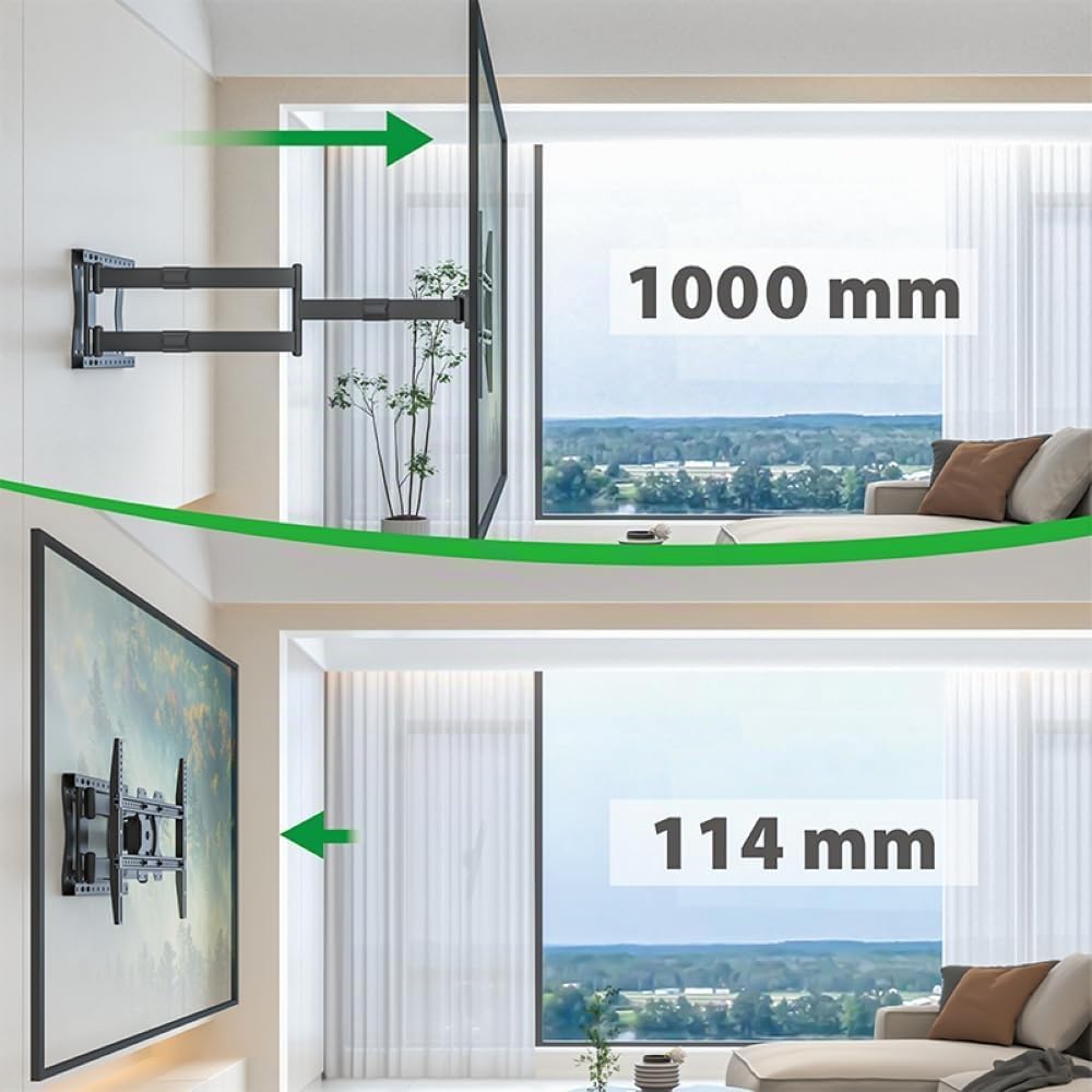 XTRARM TiTon 100 cm Wandabstand TV Wandhalterung, Langer Schwenkarm, neigen, schwenken, rotieren, au