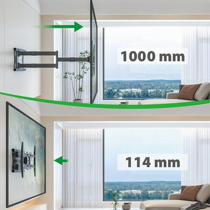 XTRARM TiTon 100 cm Wandabstand TV Wandhalterung, Langer Schwenkarm, neigen, schwenken, rotieren, au