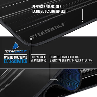 Titanwolf - Übergrösse Mauspad Gaming Titanwolf 1200x600mm XXXL Mousepad gross mit Motiv Tischunterl