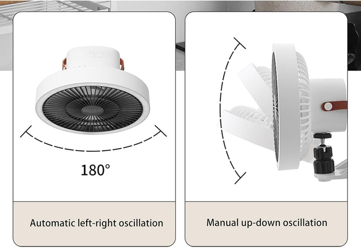 Haofy Kleiner oszillierender Wandventilator mit Fernbedienung, Nachtlicht, 3 Geschwindigkeitsstufen,