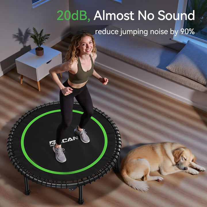 BCAN 204 kg Faltbares Mini-Trampolin, 102 cm Fitness-Trampolin für Erwachsene mit robusten Gummiseil