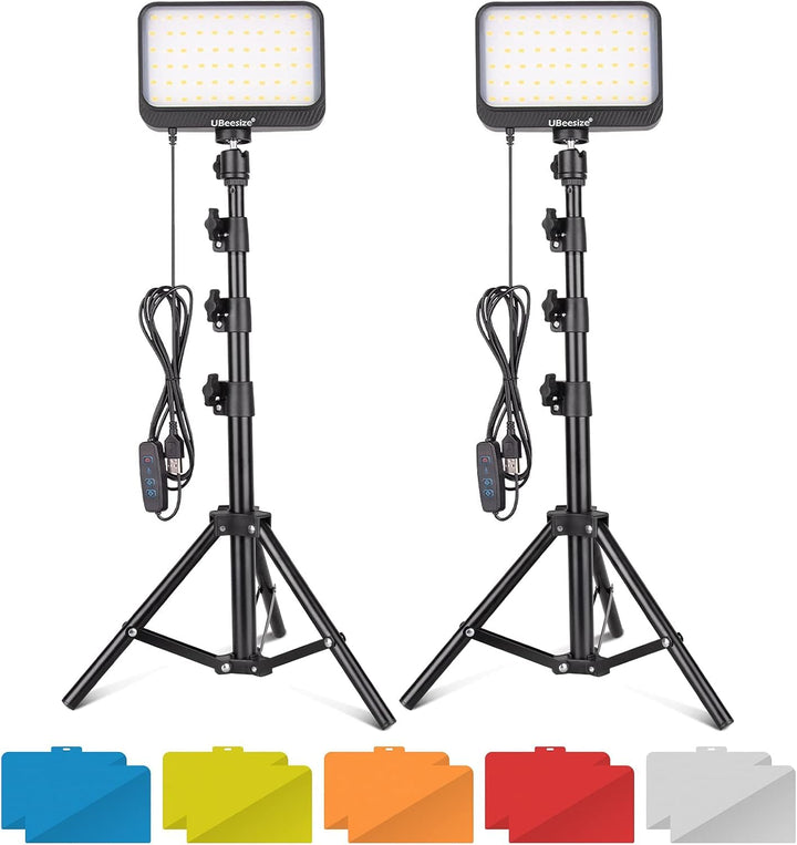 UBeesize 2Pack LED Videolicht Dimmbares Kamera Licht mit Einstellbar Stativ Ständer und Farbfilter f