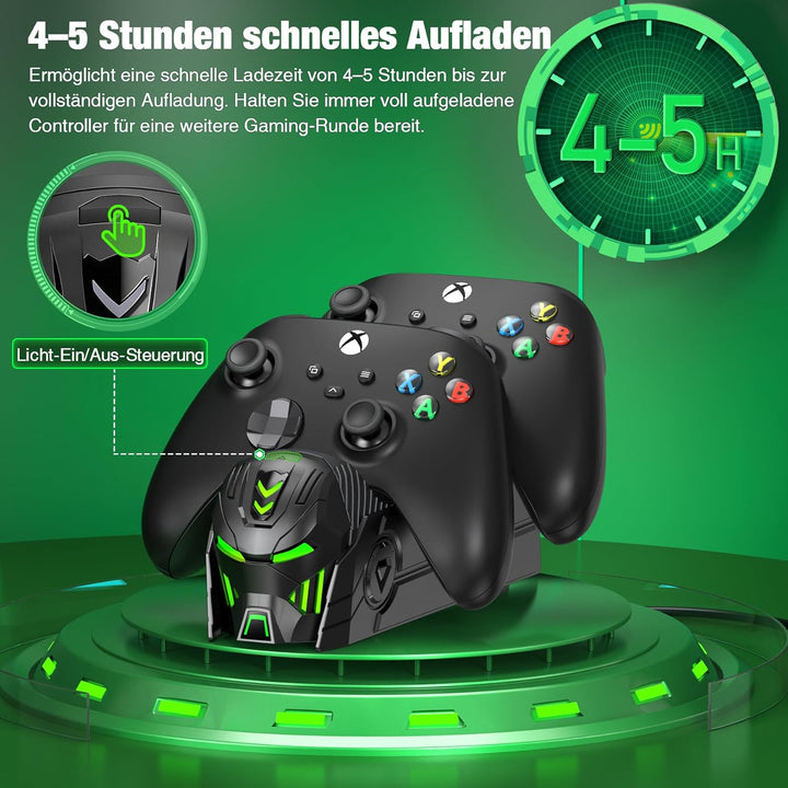 Xbox Controller Akku, Xbox Controller Ladestation mit 2 Stück Grosser Kapazität 5520mWh Wiederauflad