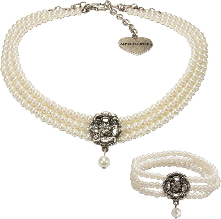 Alpenflüstern Trachtenschmuck-Set Perlen-Trachtenkette und Trachten-Armband Frederike - Damen-Tracht