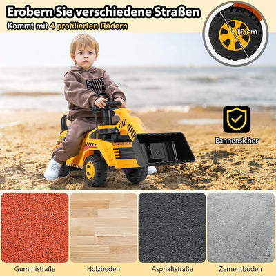 COSTWAY Bagger zum aufsitzen, Sitzbagger mit Verstellbarer Schaufel & Stauraum unter Sitz, Kinderbag