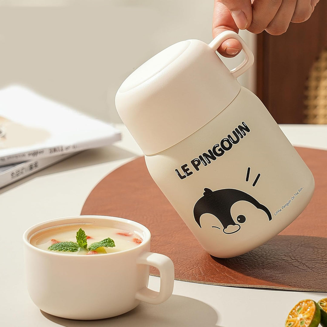Thermobehälter für Essen, 500ml Edelstahl Warmhaltebehälter Essen mit Falten Löffel, Müslibecher To