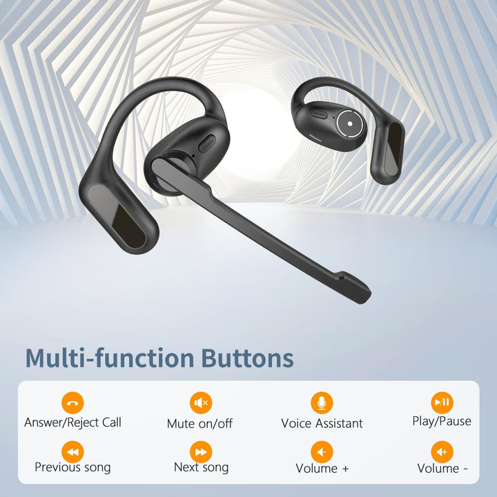 BANIGIPA Open Ear Kopfhörer mit abnehmbarem Mikrofon, True Wireless Earbuds mit DSP Geräuschunterdrü