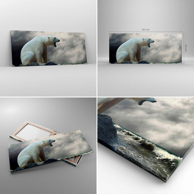 Wandbilder Dekoration Wohnzimmer Bär Tiere Wasser Eis Panorama Bilder auf Leinwand 120x50cm Leinwand