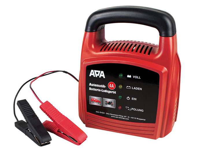 APA 16626 Automatik Batterie-Ladegerät, automatische Sicherung, Erhaltungsmodus, 12 V, 4A Ladestrom: