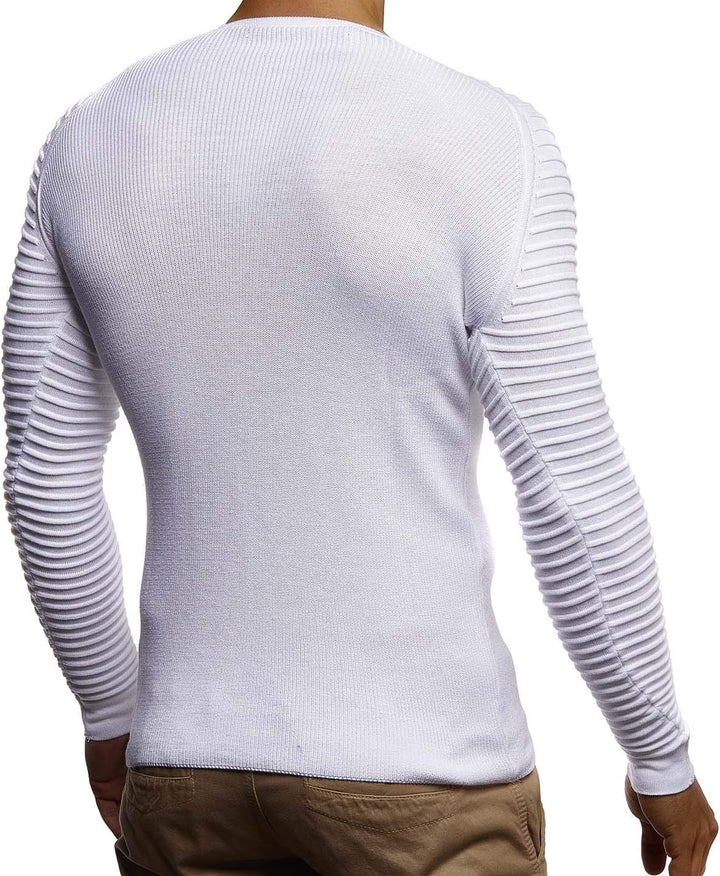LEIF NELSON Herren Strickpullover Basic Rundhals Crew Neck Sweatshirt Langarm Sweater Feinstrick LN2