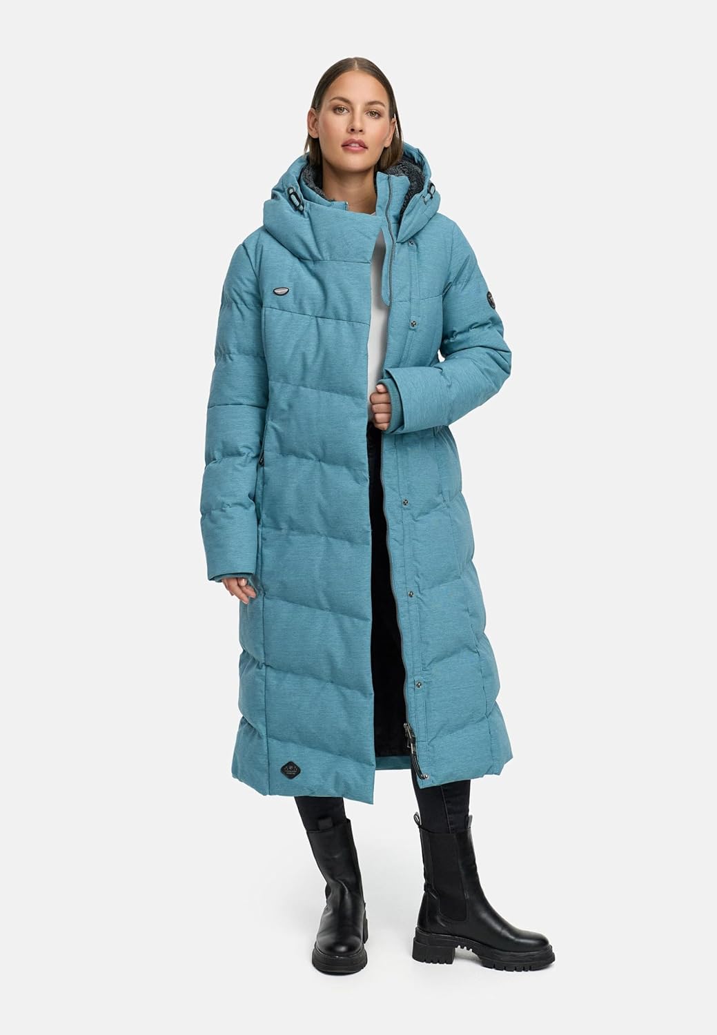 Ragwear Damen atmungsaktiver Wintermantel Warmer wasserdichter Steppmantel lang mit Kapuze Pavla Lon