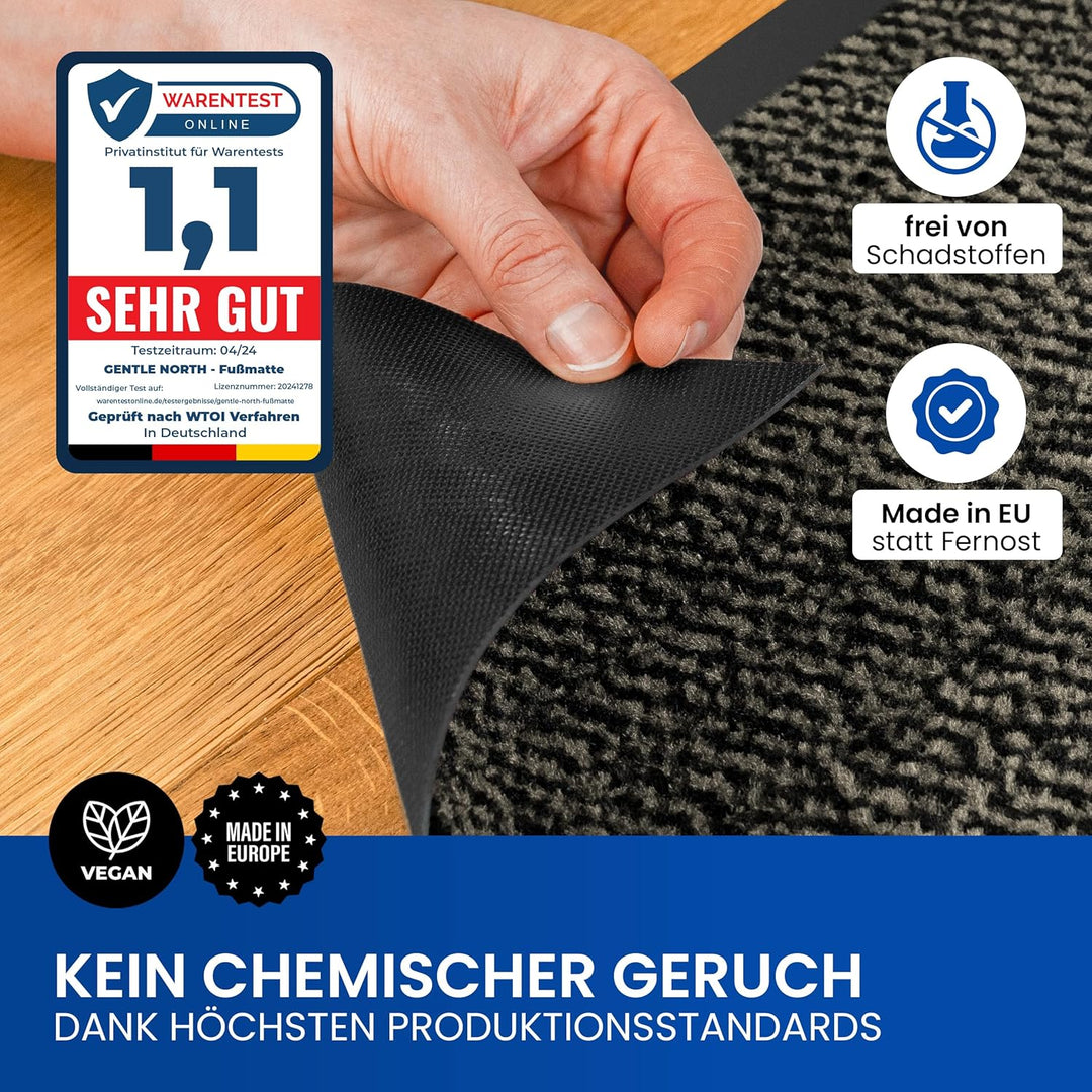Gentle North Hochwertige Fussmatte beige 90x150cm gross für Innen & Aussen - Schmutzfangmatte rutsch