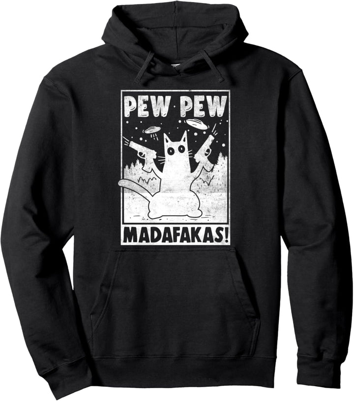 Cat Pew Pew Madafakas Vintage Crazy Cat lustige Katze Pullover Hoodie