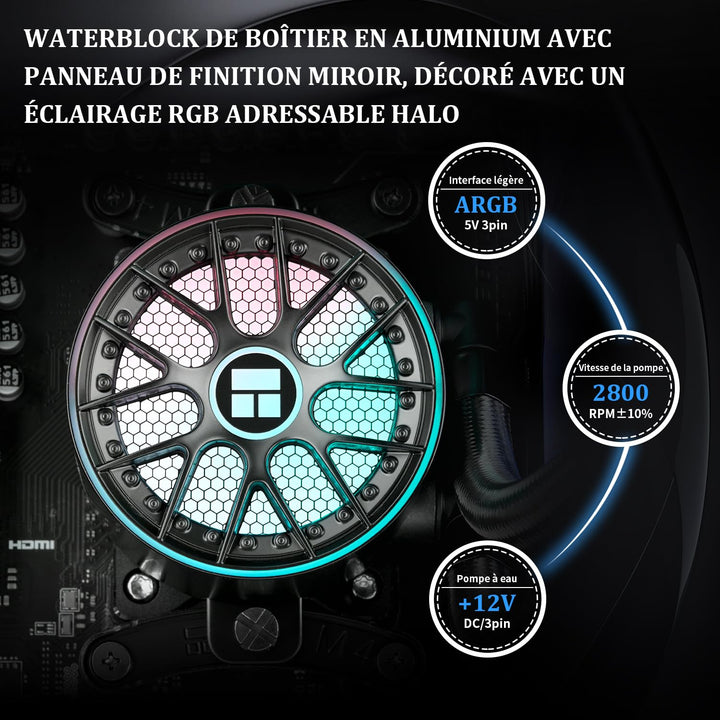 Thermalright AQUA ELITE 360 V6 ARGB Black CPU Flüssigkeitskühler, 360 Kühlreihengrösse, 3x120mm Wass