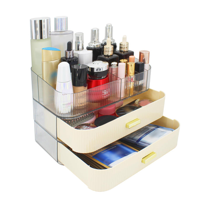 Makeup Organizer mit 2 Schubladen, Kosmetik-Organizer für Schlafzimmer und Bad Eitelkeit Arbeitsplat