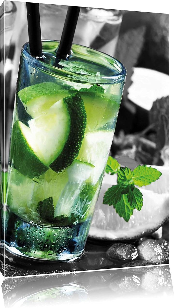 Pixxprint Caipirinhacocktails auf Tablett als Leinwandbild/Grösse: 120x80 cm/Wandbild/Kunstdruck/fer