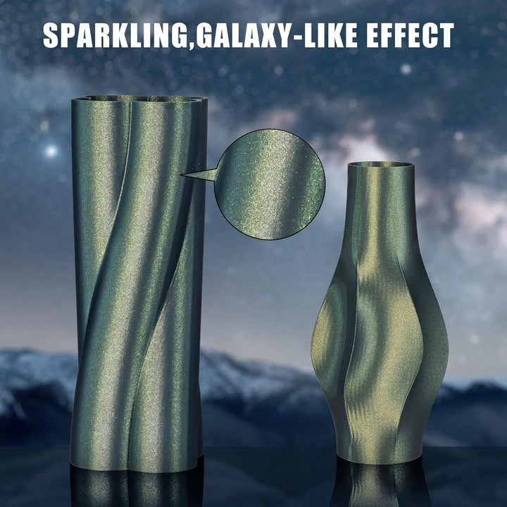 TINMORRY 4er Set Galaxy PLA Filament 1,75mm (je 750g 750g) für 3D-Drucker - Farbe: Magenta + Grün +