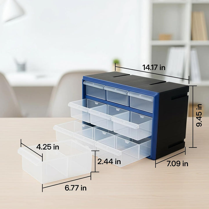 Kleinteilemagazin-Aufbewahrungsschrank mit 9 Schubladen, stapelbarer Hardware-Organizer mit durchsic