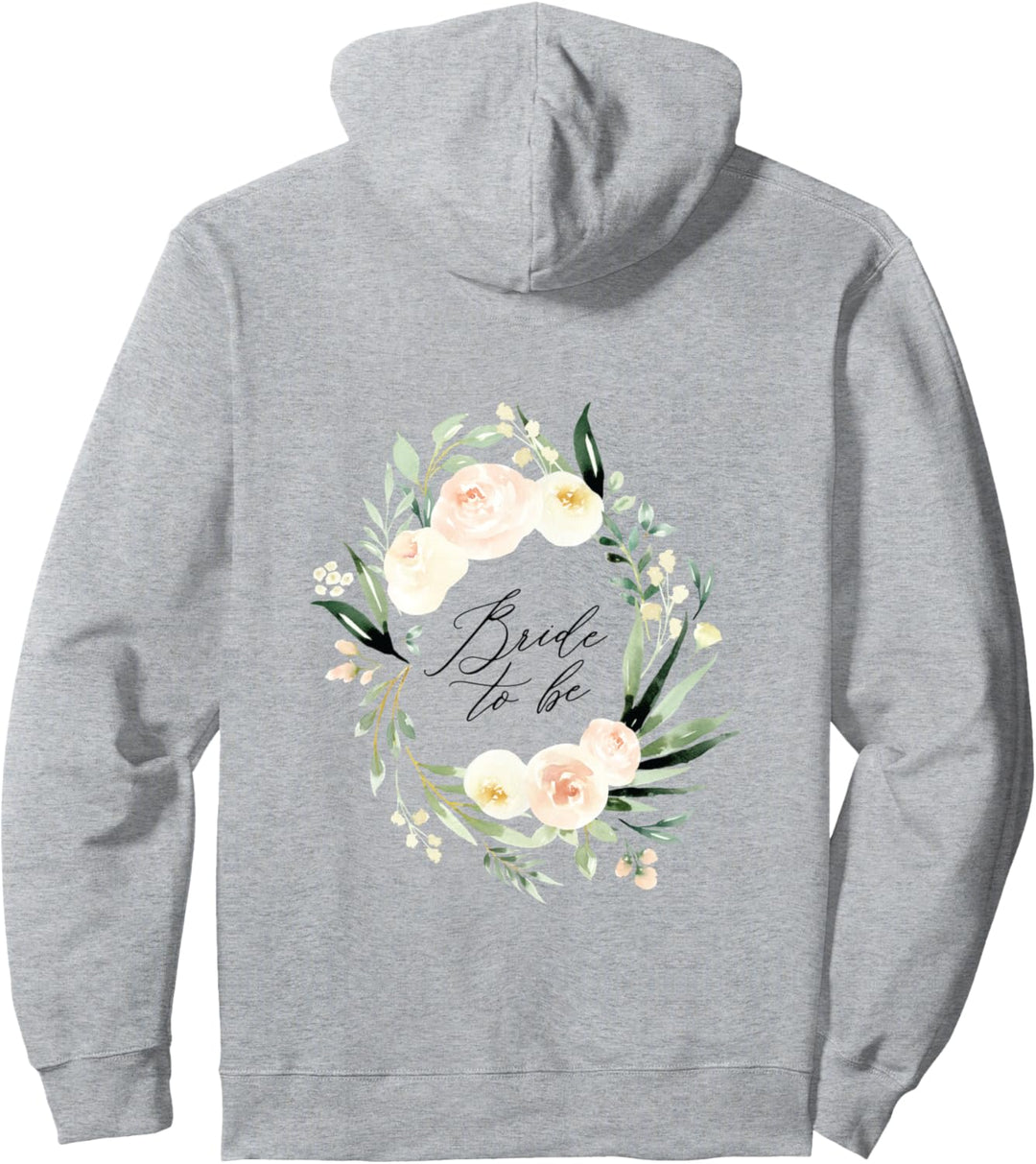 Bride-to-be wedding peach floral future mrs engagement Pullover Hoodie