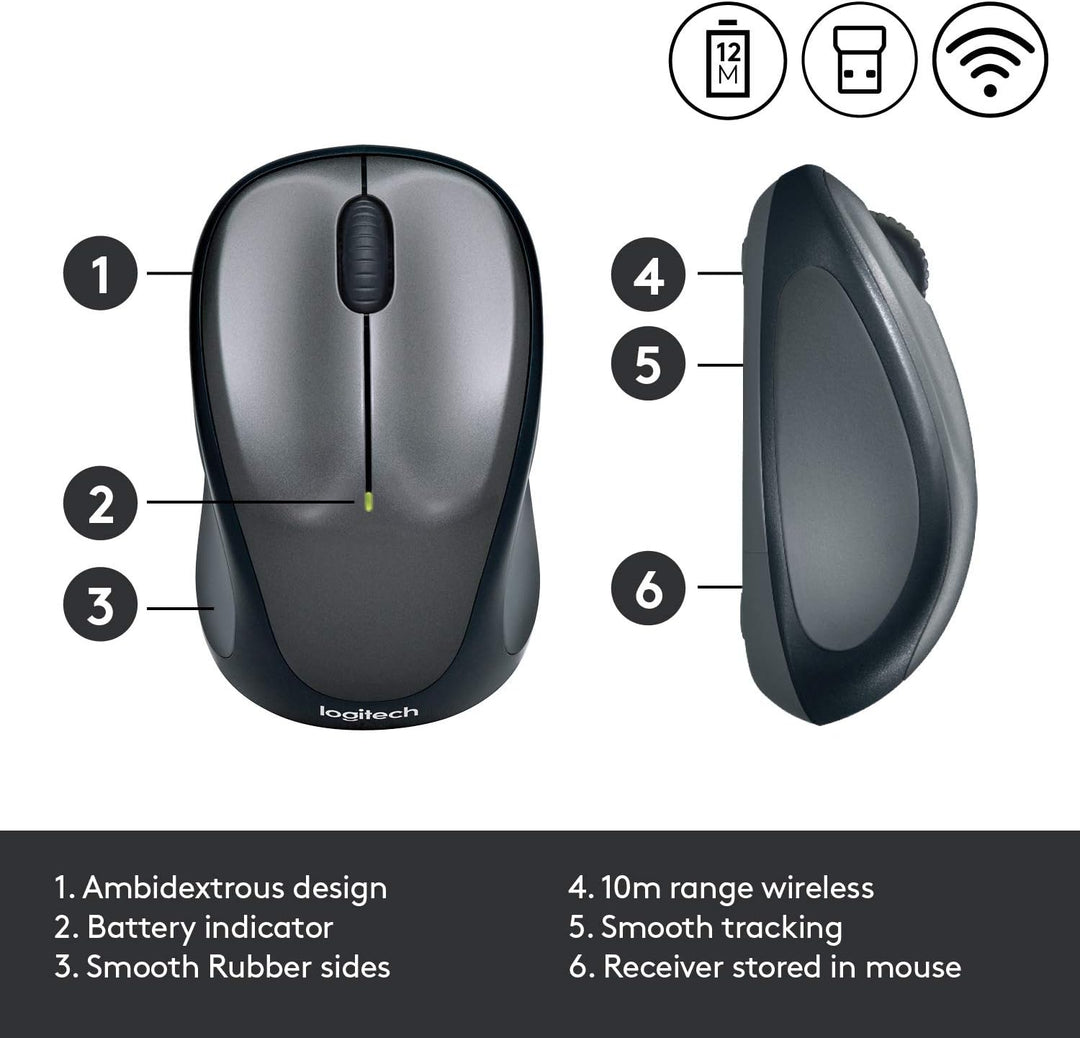 Logitech M235 Kabellose Maus, 2,4 GHz mit USB-Empfänger, 1000 DPI Optical Tracking, 12 Monatige Batt