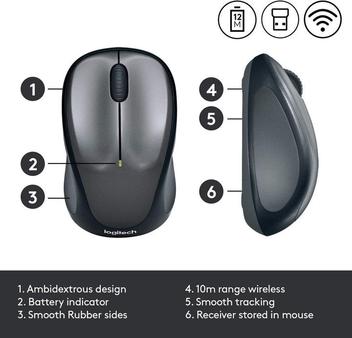 Logitech M235 Kabellose Maus, 2,4 GHz mit USB-Empfänger, 1000 DPI Optical Tracking, 12 Monatige Batt