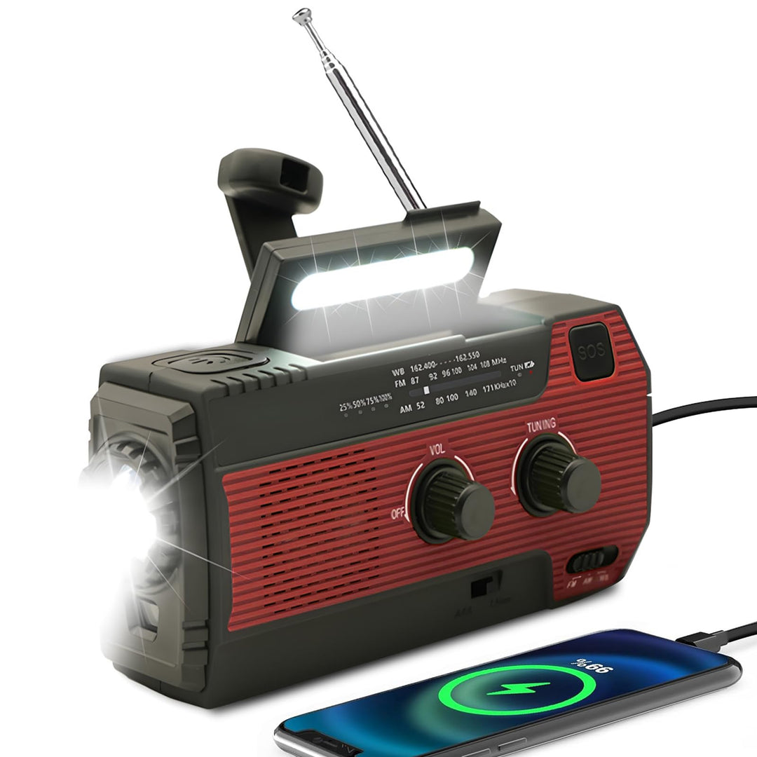 SOLARBABY Solar-Notfallradio mit Hand Kurbelradio verfügt über eine LED-Taschenlampe, einen SOS-Alar
