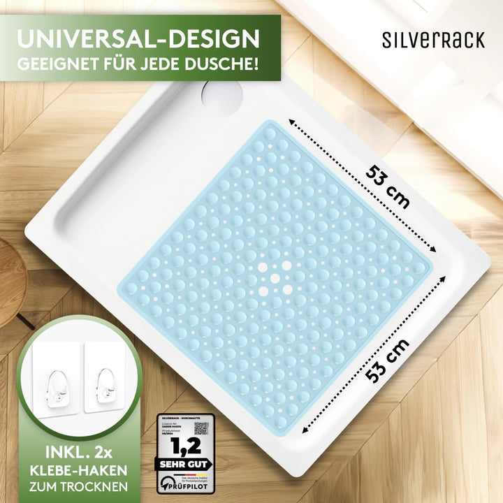 Duschmatte rutschfest 53x53 cm (Babyblau) - Antirutschmatte Dusche BPA frei für Kinder - Badematte r