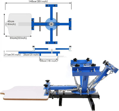 SDKEHUI Siebdruckmaschine 45x55cm Silk Screen Printing Machine 4 Farbe 1 Station Siebdruckmaschine D