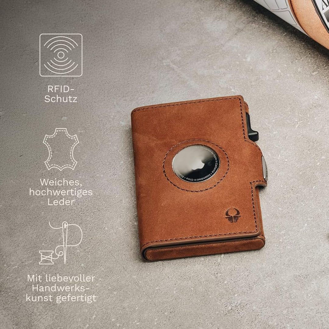 DONBOLSO Wallet Air | Slim Wallet mit Apple AirTag Fach | Hochwertiges Kreditkartenetui aus Echtlede