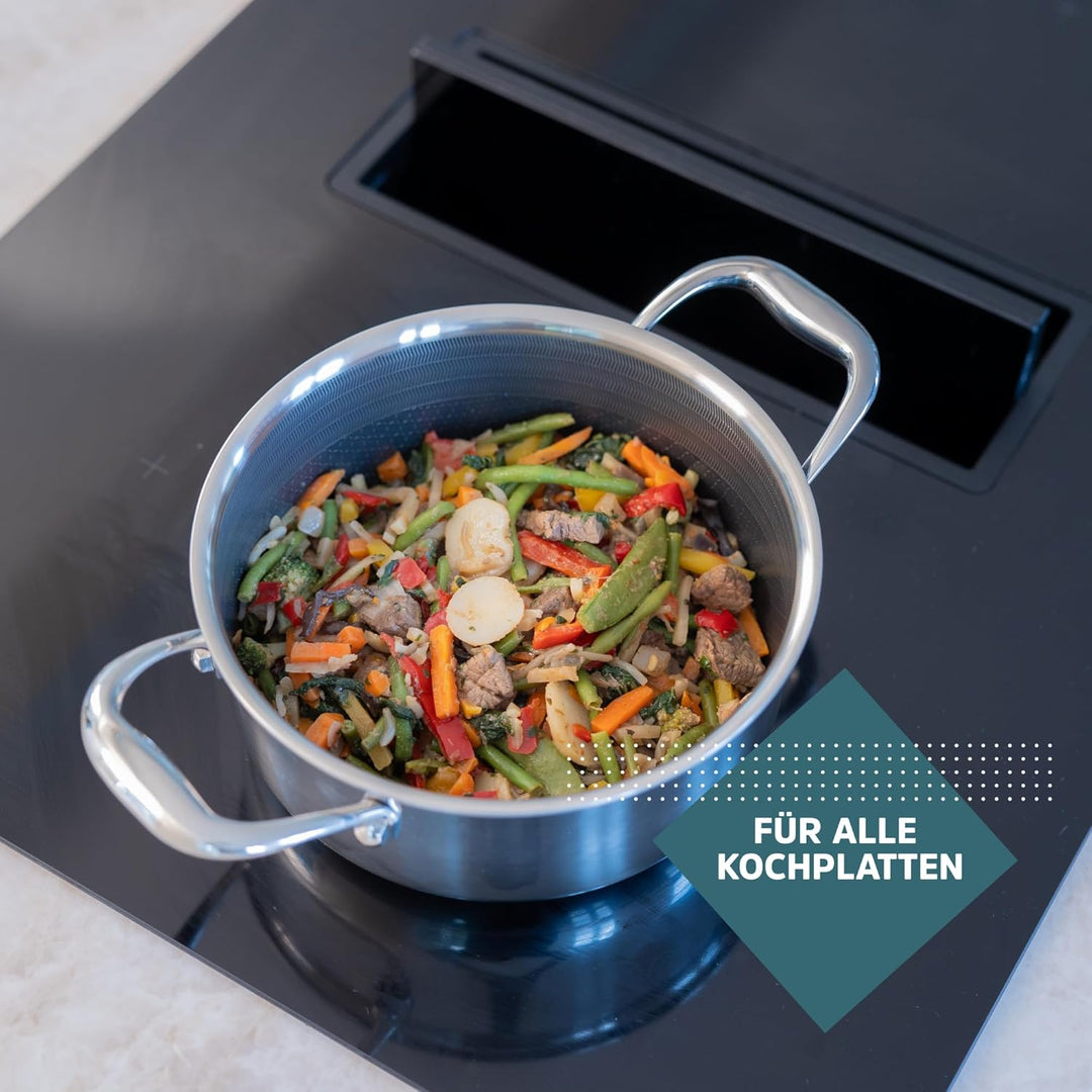 Sobczyk Topf | Hybrid Kochtopf 20 cm | Topfset Induktion | Kochtopf Set Deckel Im Paket Enthalten |