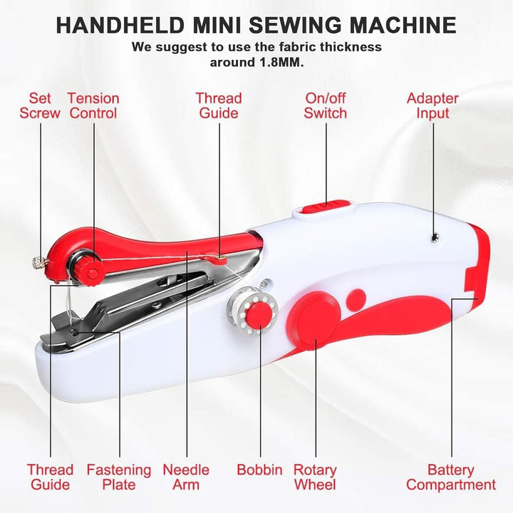 Handnähmaschine, SINZONeu® Mini Elektrische Nähmaschine Tragbar mit Dualem Strom, USB/Batteriebetrie