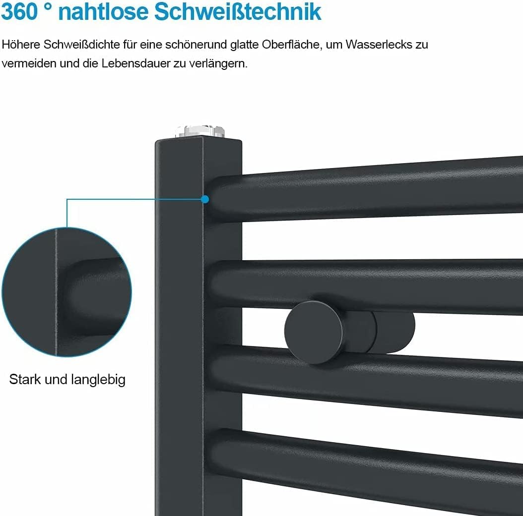 Heilmetz Badheizkörper Elektrisch 100x60cm Handtuchwärmer mit Digitalem Thermostat mit Timer-Funktio