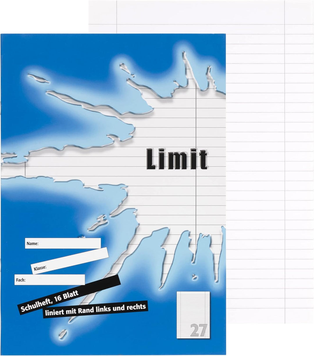 Limit Schulheft A4 kariert, Lineatur 28, 16 Blatt, rot, 10 Stück & Schulheft A4, 16 Blatt, liniert m