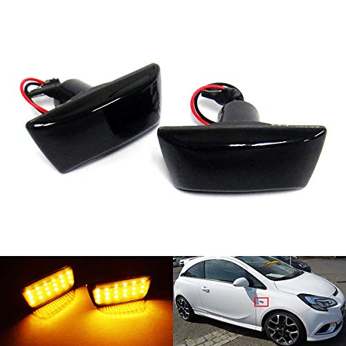 Seitenblinker für Adam Astra H GTC J Corsa D Abzeichen Meriva Zafira, Schwarz, Amber Light, 2 Stück