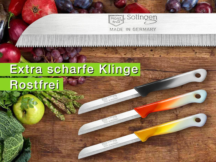 Kochmann Solingen Küchen Allzweck Obst und Gemüse Messer Klein Set (Orange Weiss 24tlg), Orange Weis