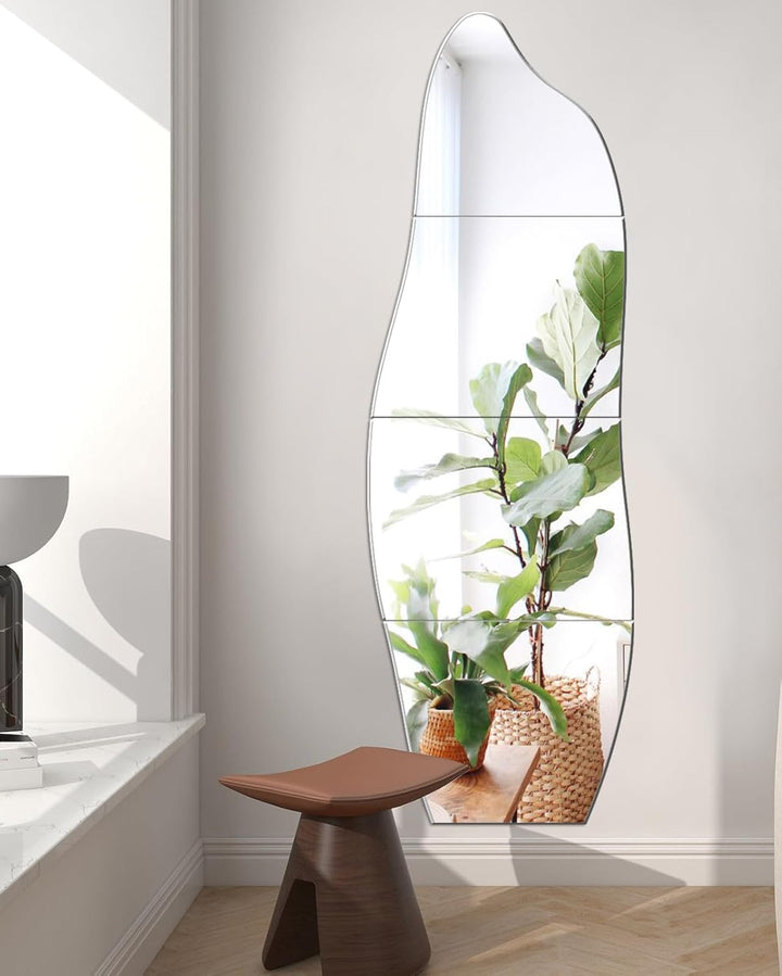 Selbstklebende Fliesenspiegel Glas HD DIY Wandspiegel Klebespiegel 4 Stück Spiegel zum Aufkleben Tür