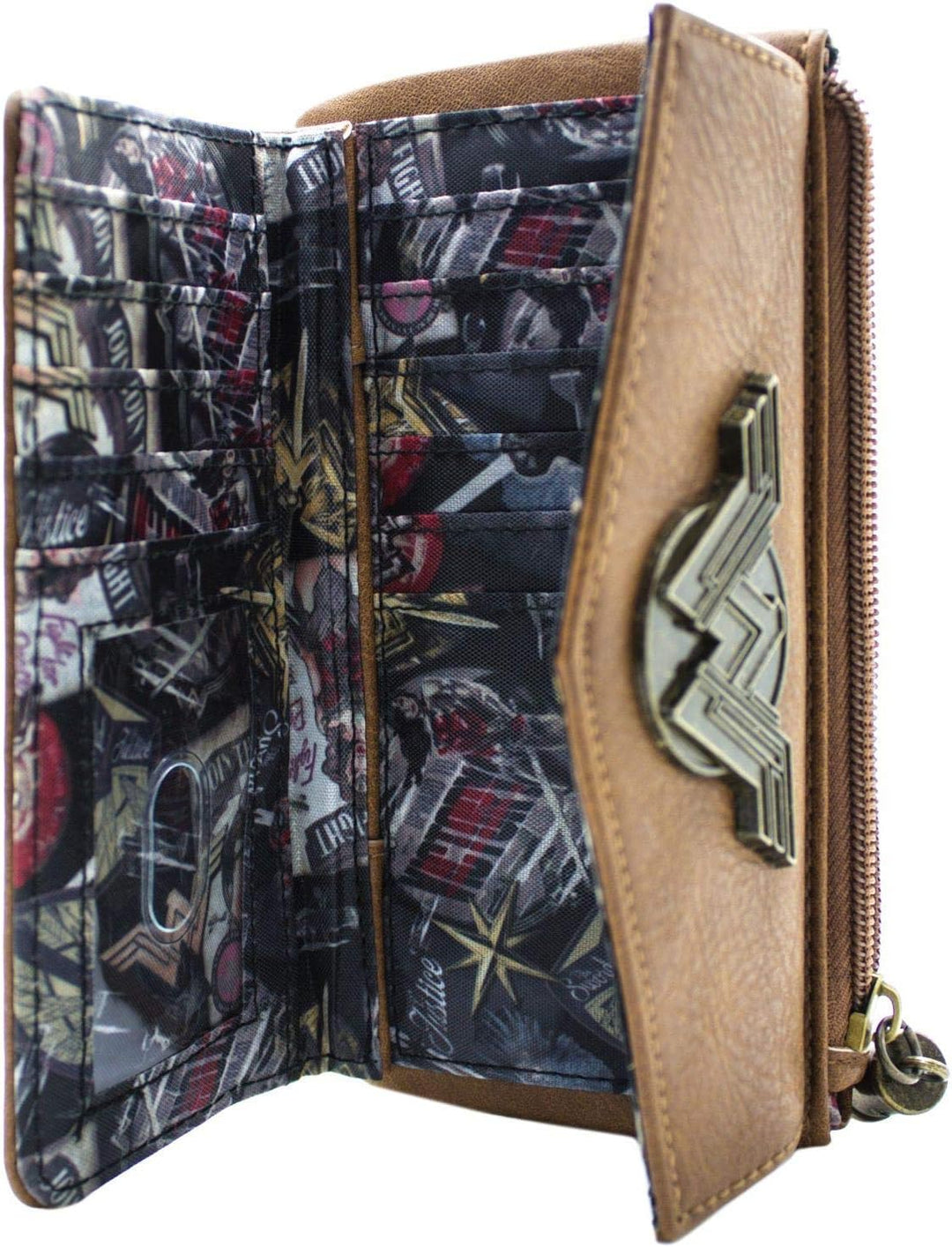 DC Wonder Woman Sterne & Streifen Kriegeranzug Emblem Portemonnaie Clutch Münzfach & Kartenhalter, R