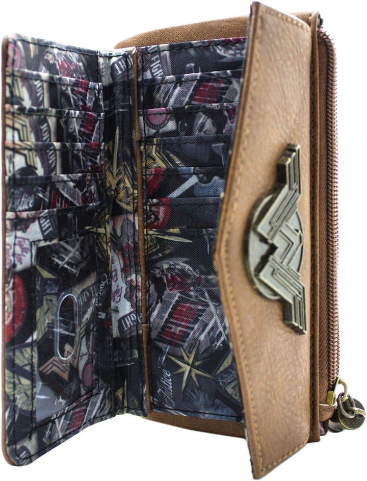 DC Wonder Woman Sterne & Streifen Kriegeranzug Emblem Portemonnaie Clutch Münzfach & Kartenhalter, R