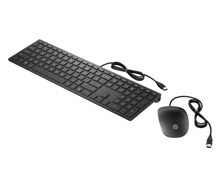HP Pavilion 400 Bundle (4CE97AA) Tastatur und Maus mit Kabel (QWERTY, 1.600 dpi, USB-Kabel, 3 Tasten