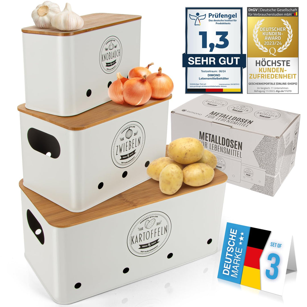 Dimono® Gemüse Aufbewahrungsboxen 3er Set; Vorratsdose Frischhaltedose Lebensmittel-Box; hält Gemüse