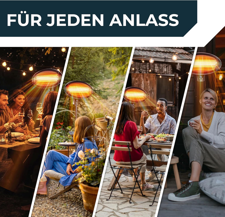 KESSER® Infrarot Heizstrahler 2000W Terrassenstrahler mit WIFI & Fernbedienung 360° drehbar, höhenve