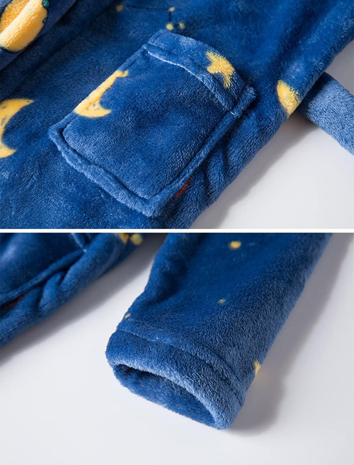 Jungen Bademantel Mädchen Unisex Kinder Bademantel Weich Flanell Fleece Robe für Kinder 1-12 Jahre,