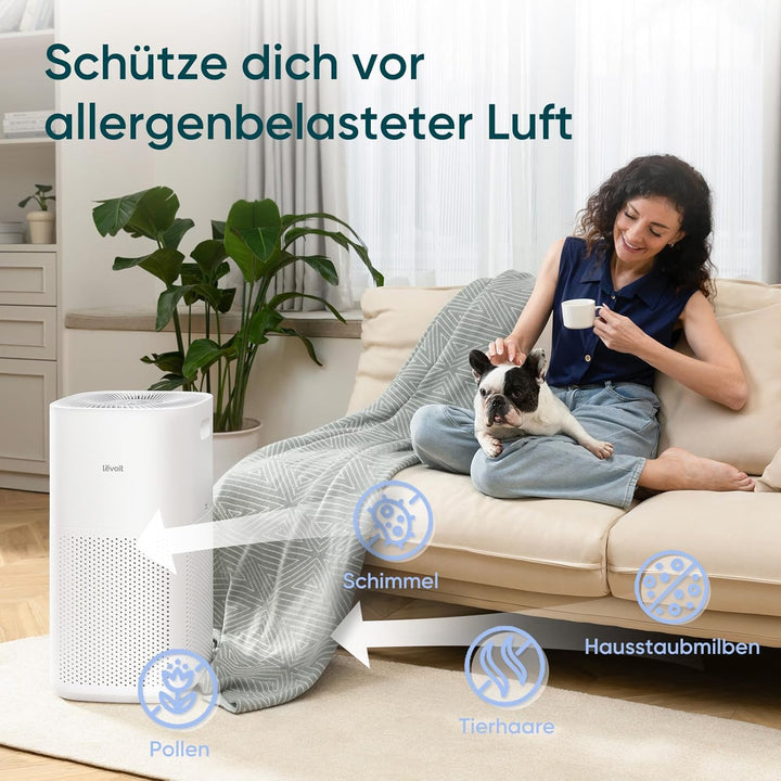 Levoit CORE 600S HEPA Luftreiniger für Raucherzimmer Allergiker,CADR 697m³/h für bis zu 147㎡ Wohnung
