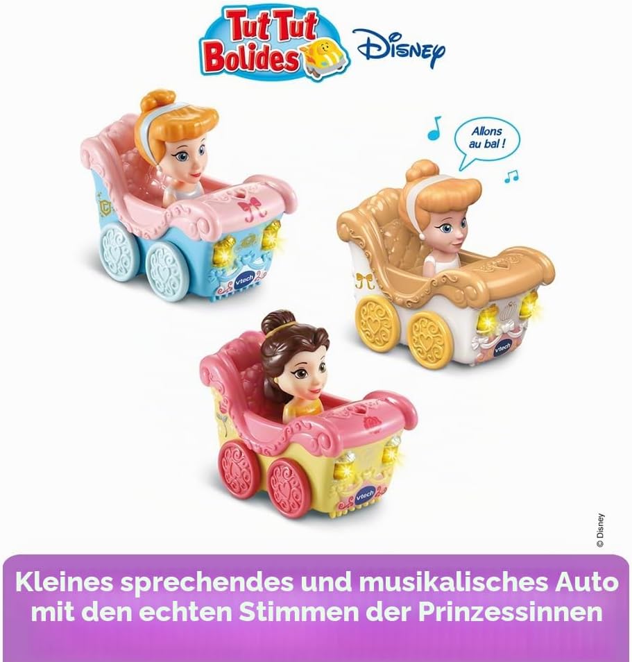 VTech - TUT TUT Flitzer Disney Prinzessinnen, verzauberte Kutsche für Kinder, interaktiv und lehrrei