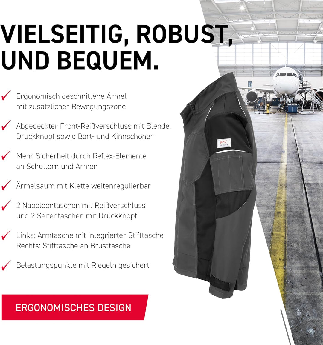 KÜBLER Workwear KÜBLER ACTIVIQ Arbeitsjacke anthrazit/schwarz anthrazit/schwarz L, anthrazit/schwarz