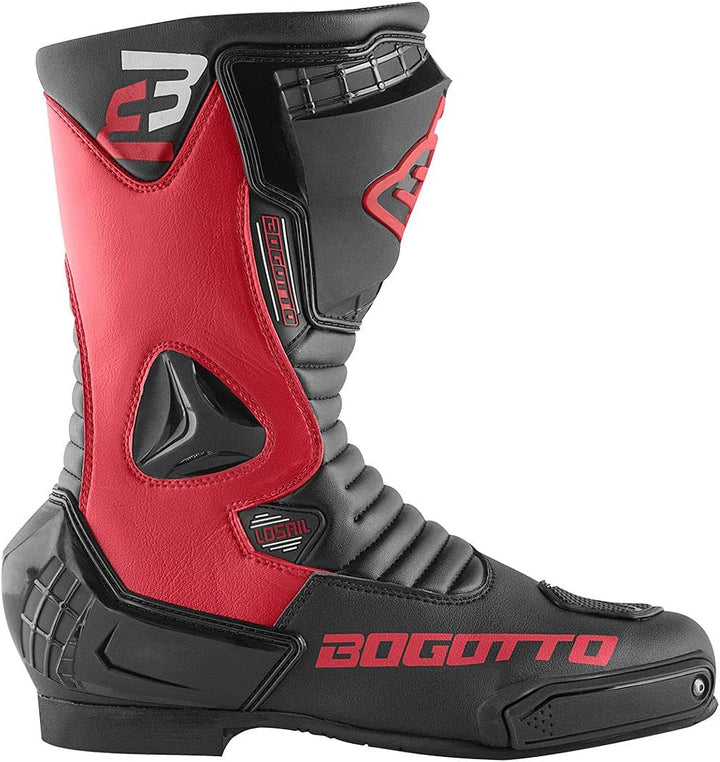 Bogotto Losail Motorradstiefel, schwarz/rot, 40 40 EU Schwarz Rot, 40 EU Schwarz Rot